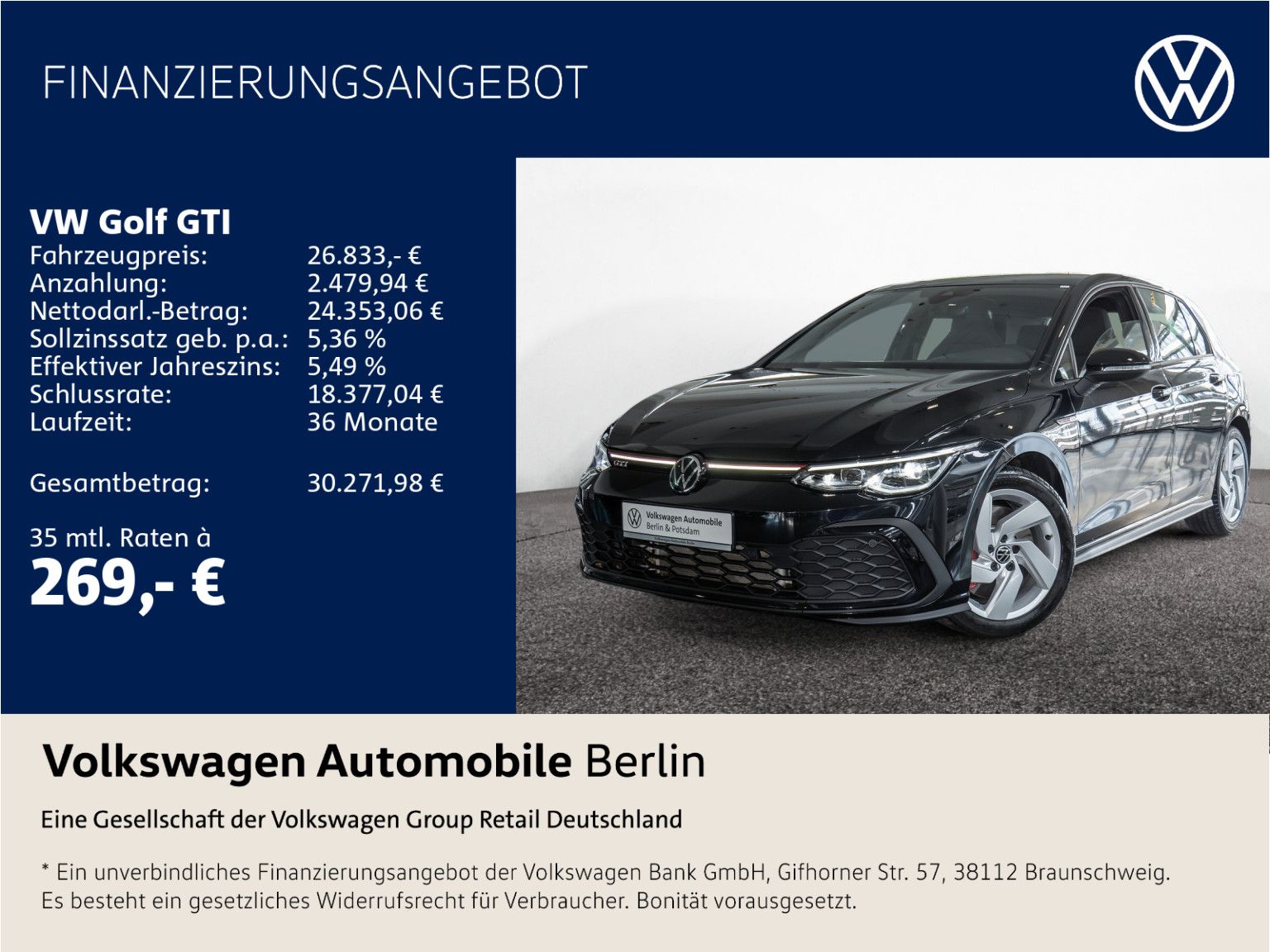 Volkswagen Golf VIII GTI 2.0 TSI LED PDC