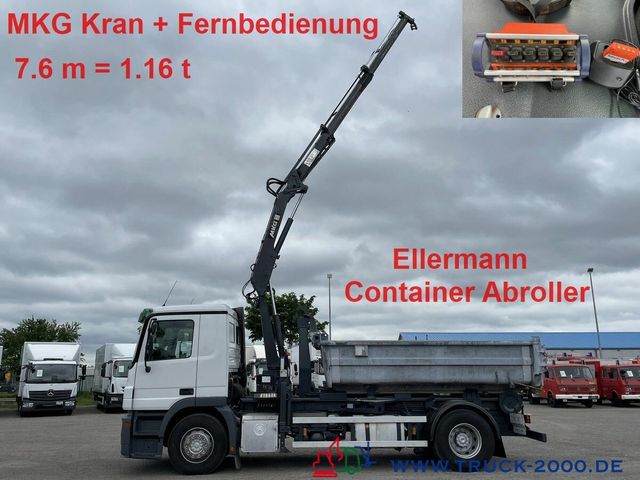 Mercedes-Benz 1841L Abroller + Kran + FB 7.6m=1.2 t.