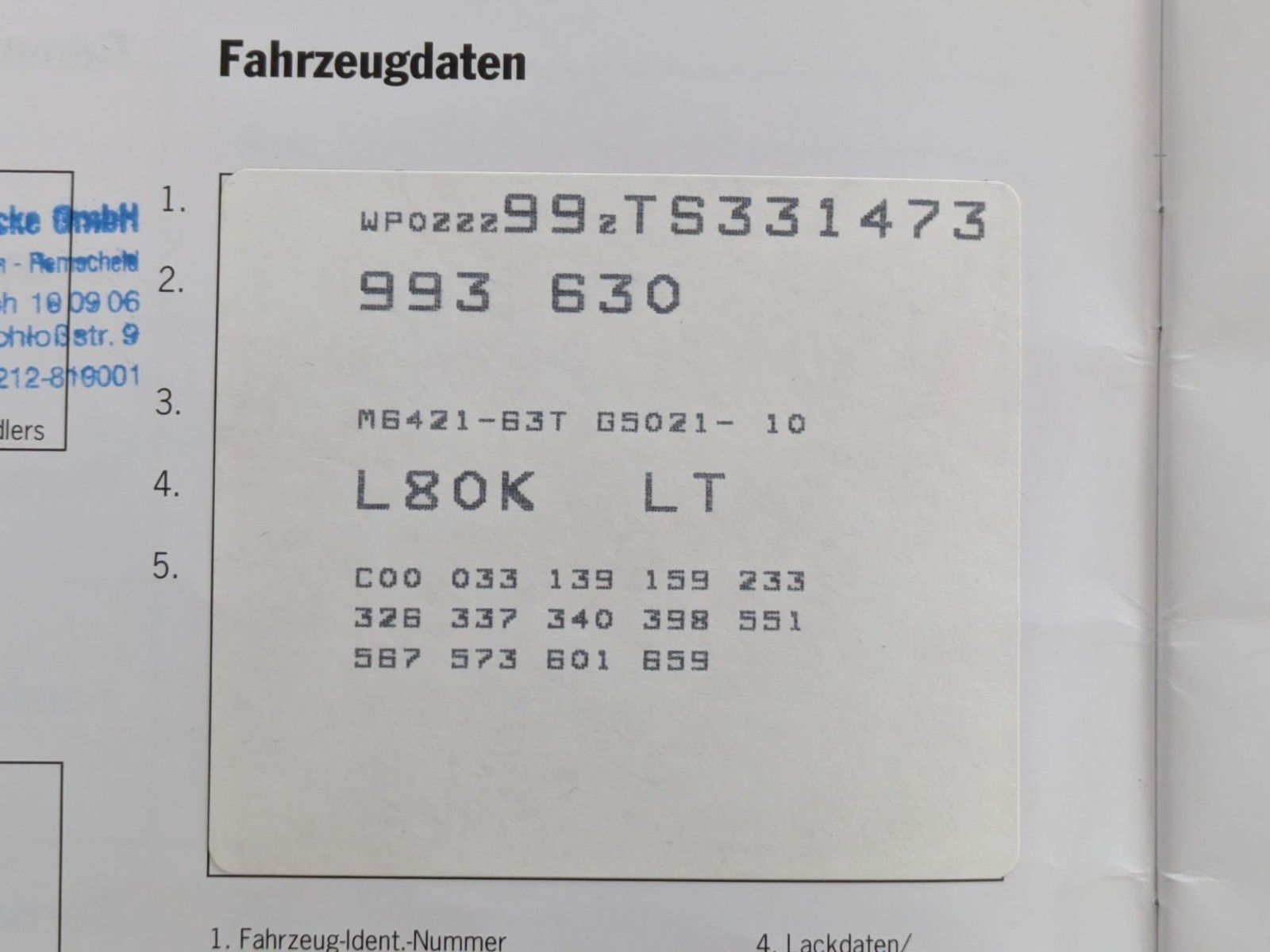 Fahrzeugabbildung Porsche 993 CARRERA CABIO KLIMA LITRONIC 17''CUP*DEUTSCH