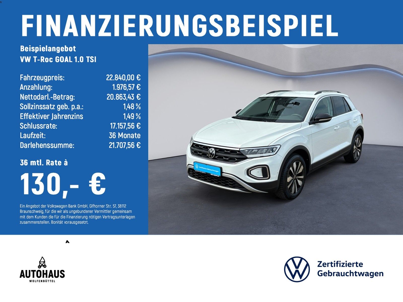 Volkswagen T-Roc GOAL 1.0 TSI LED+NAVI+App-Connect