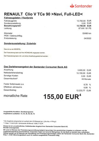 Fahrzeugabbildung Renault Clio V 1,0 TCE 90 >Navi/LED/PDC<