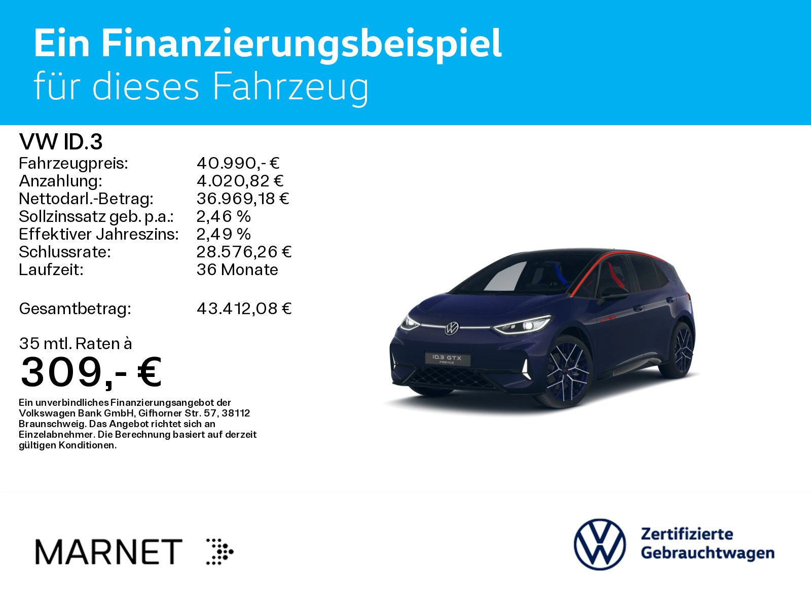 Volkswagen ID.3 GTX Fire & Ice Navi Wärmep. IQ-Light Pano K foto 2