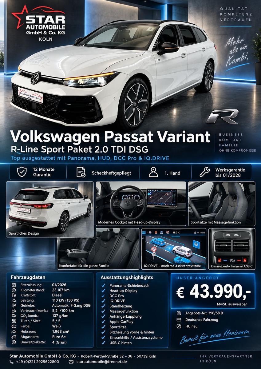 Volkswagen Passat Var. R-line Sport Paket 2.0 TDI SH STANDH, миниатюра 2