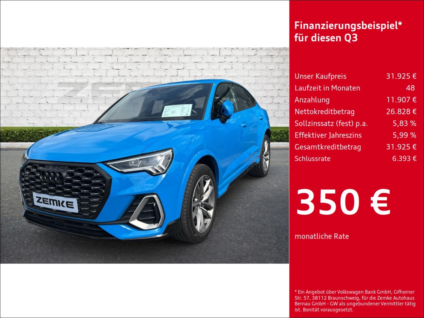 Audi Q3 Sportback 45 TFSI quattro S-tronic S line Nav