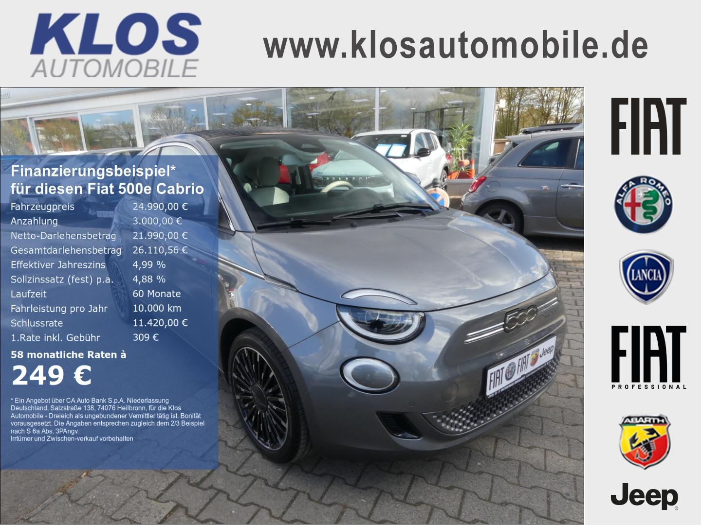 Fiat 500e Cabrio LA PRIMA 42 kWh NAV CARPLAY WINTER K