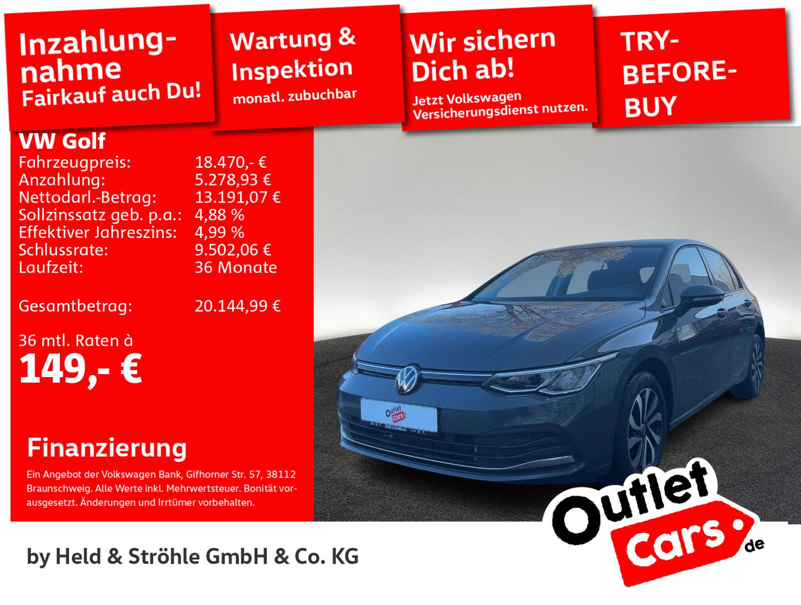 Volkswagen Golf 8 Active 2.0 TDI LED NAV AHK ACC DAB+ SHZ