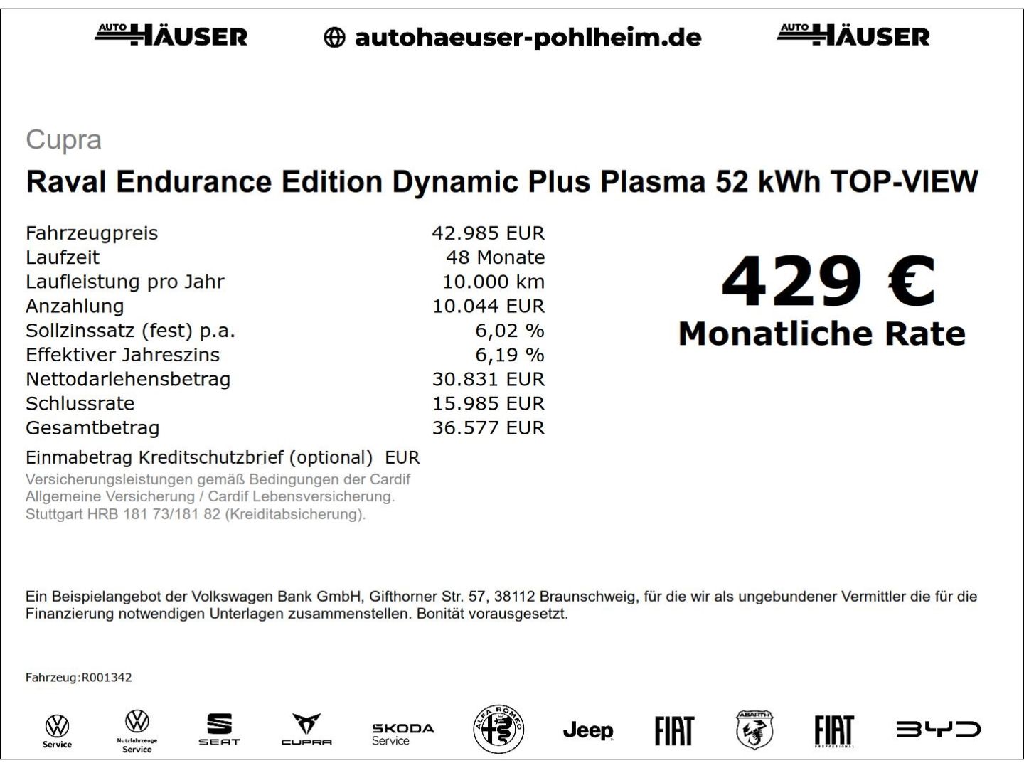Cupra Raval Endurance Edition Dynamic Plus Plasma 52 k imagem 2