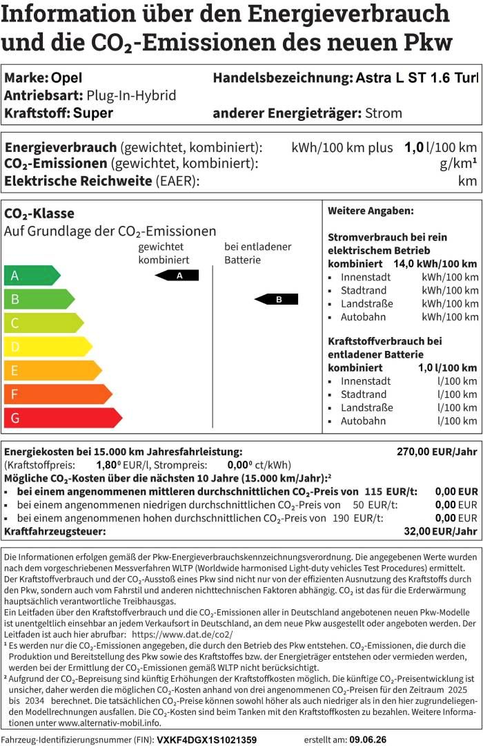 Fahrzeugabbildung Opel Astra L ST 1.6 Turbo GS PlugInHybrid AT