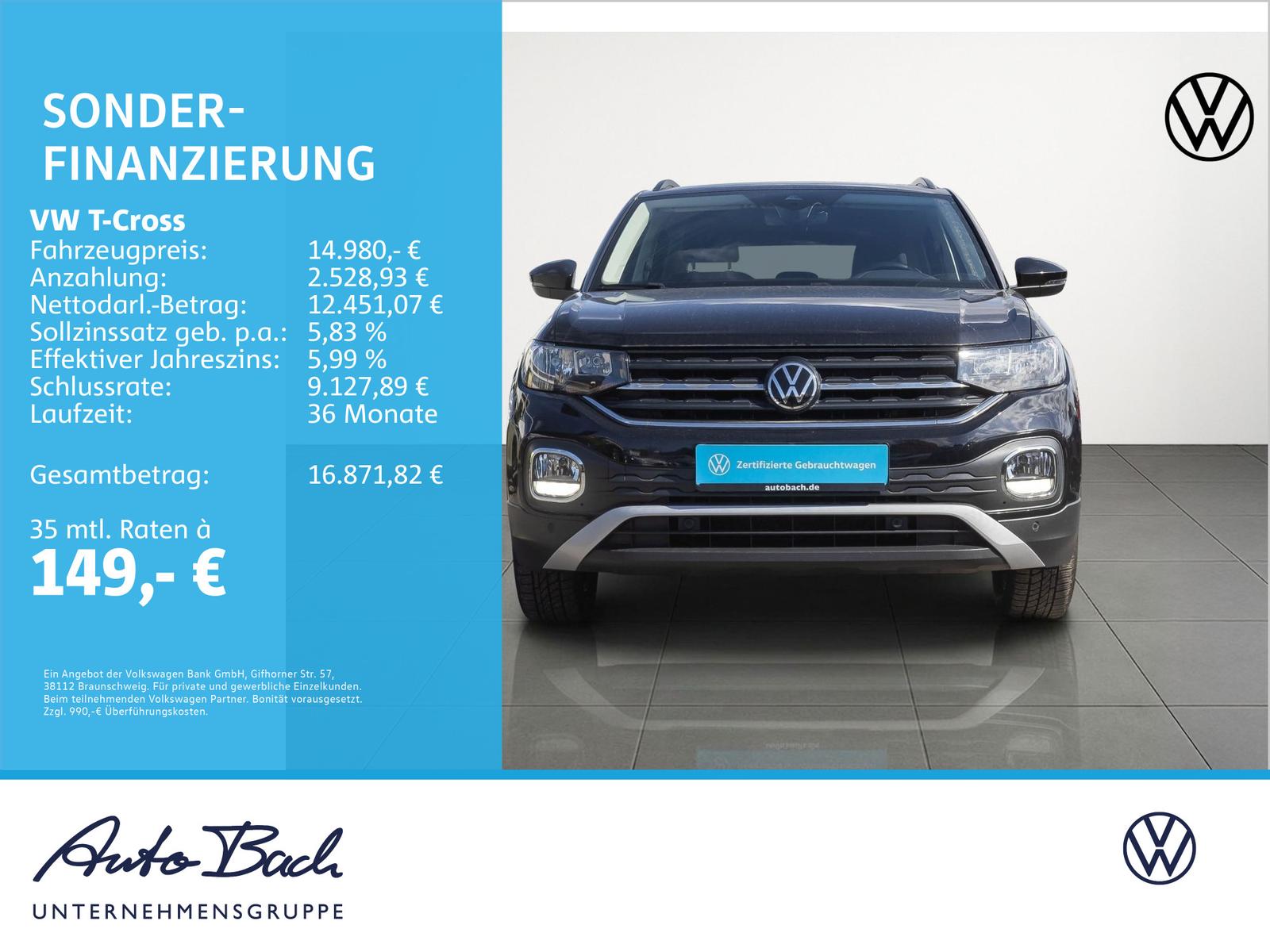 Volkswagen T-Cross United 1.0TSI ACC EPH CarPlay DAB AHK, миниатюра 2