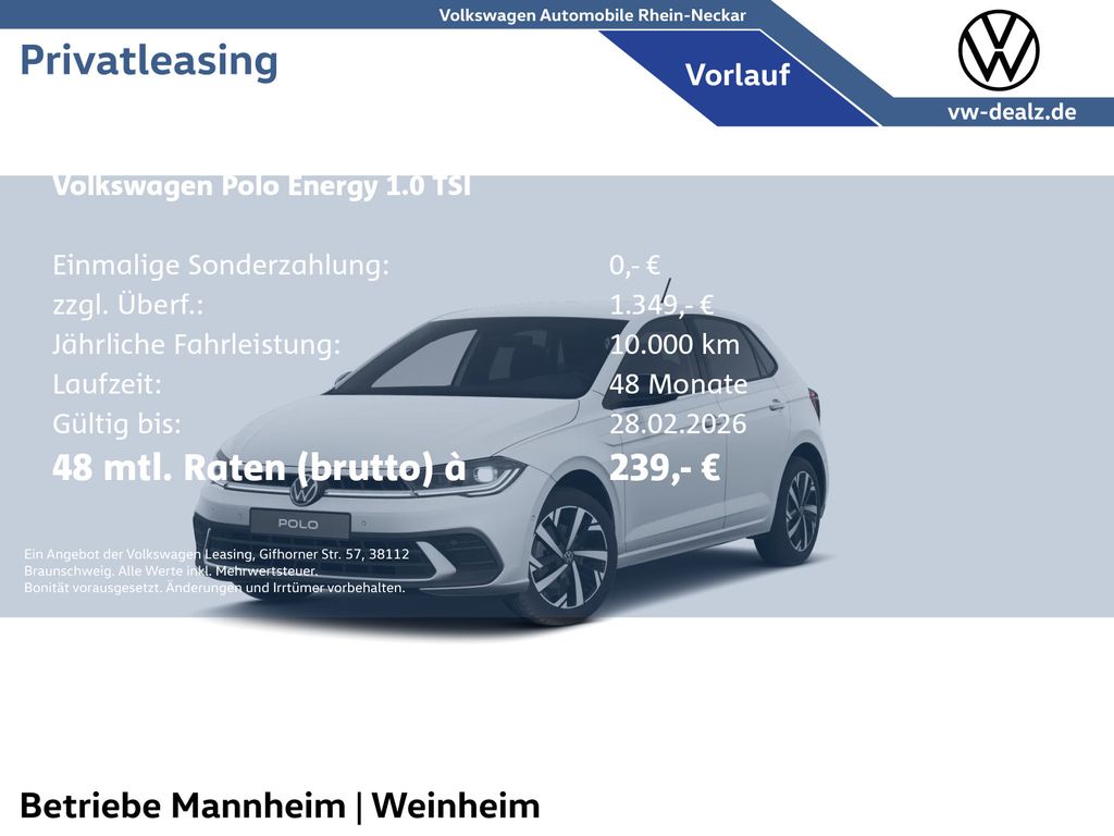 Volkswagen Polo Energy 1.0 l TSI DSG Klima NAVI Alu LED DAB