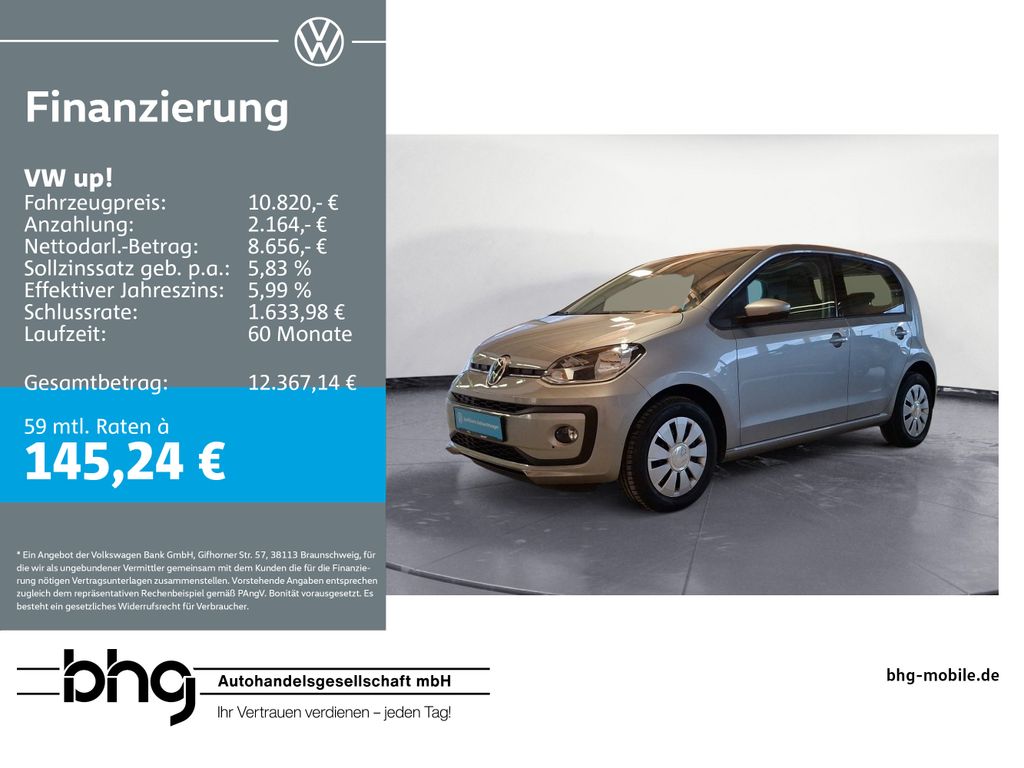 Volkswagen up! 1,0 l move 5-Gang Sitzheizung