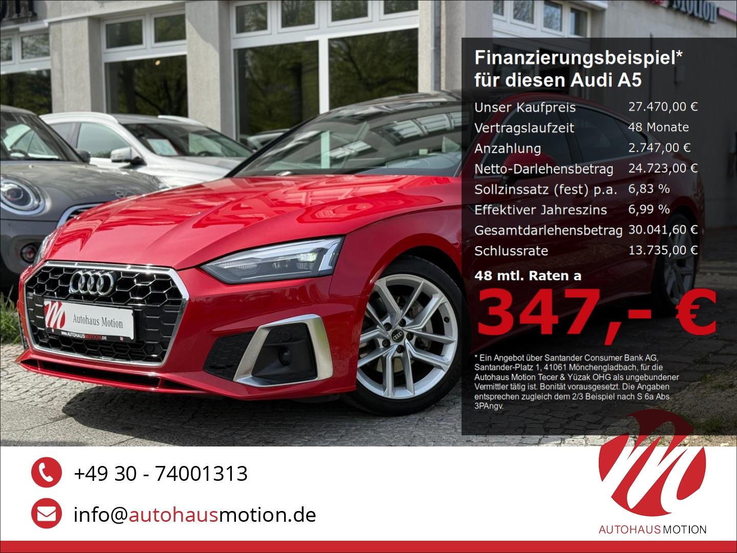 Audi A5 Sportback 40 TFSI S line Pano Navi Kamera HUD