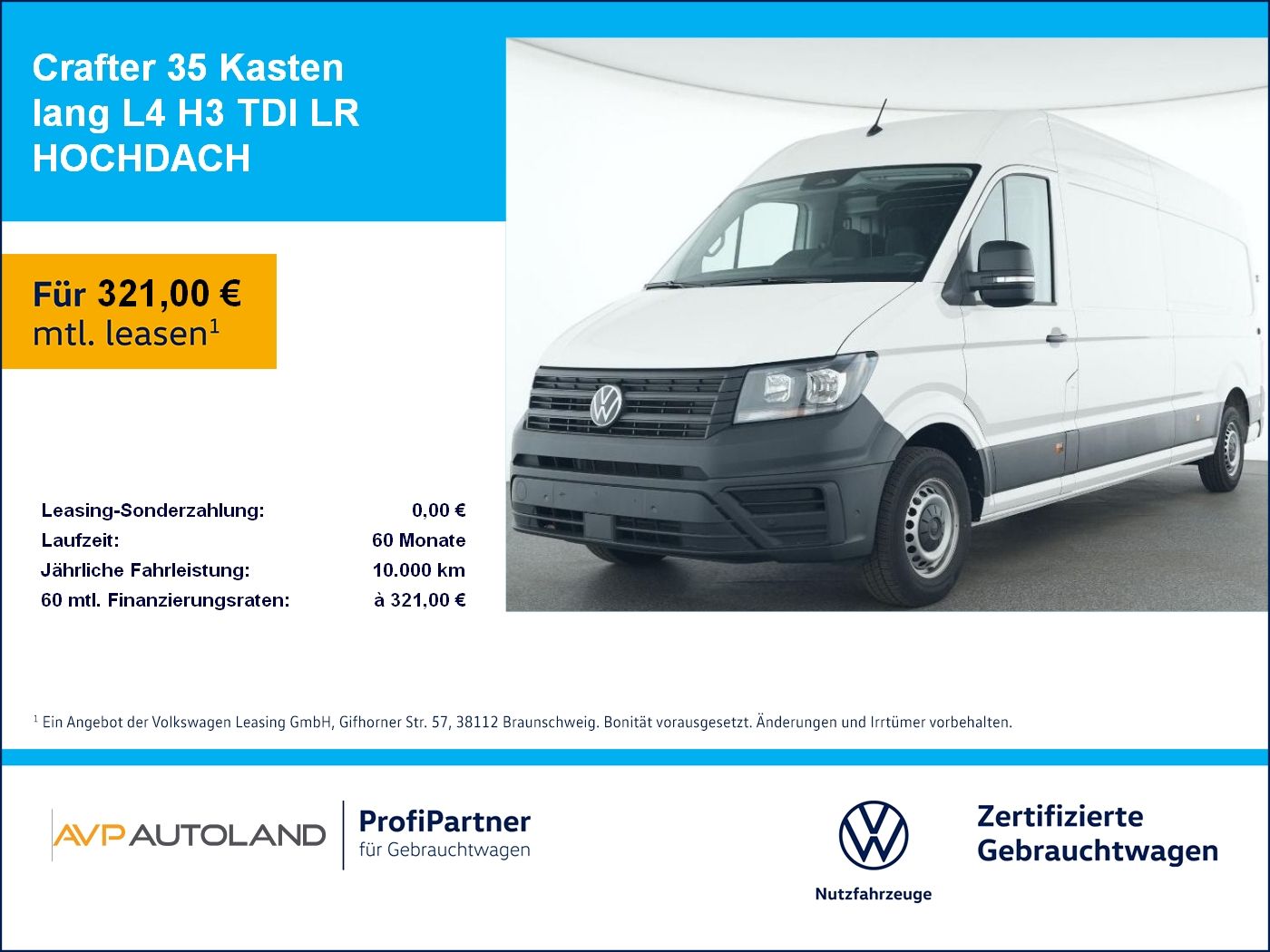 Volkswagen Crafter 35 Kasten lang L4 H3 TDI LR HOCHDACH
