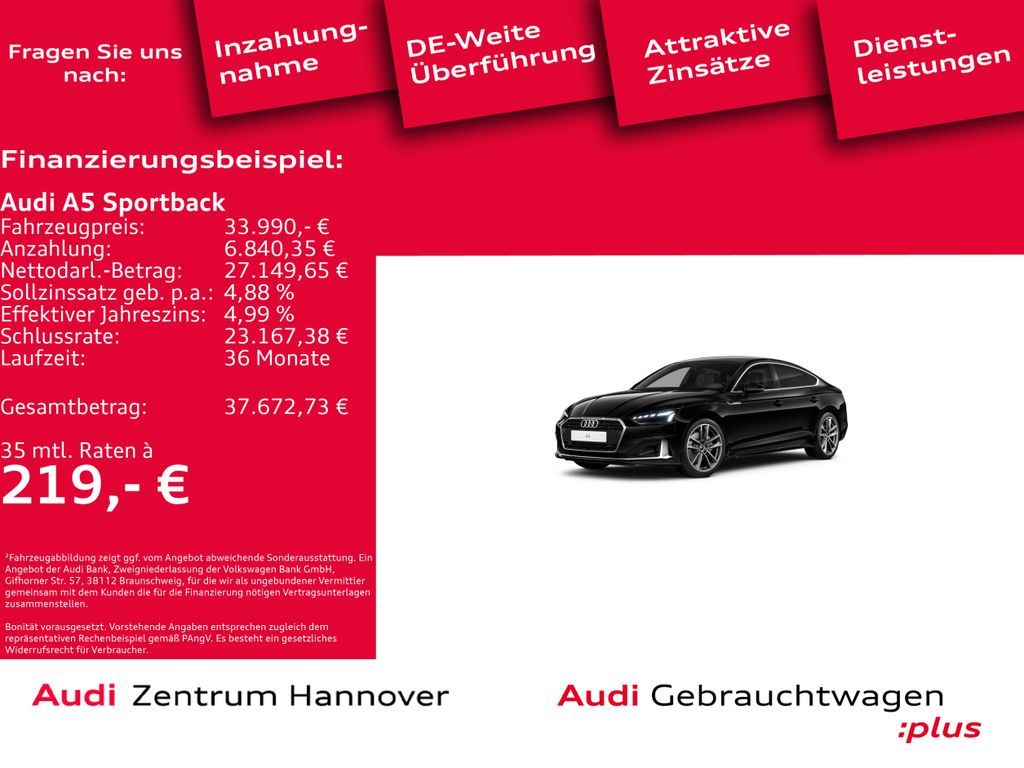 A5 Sportback 40 TDI  S tronic  advanced virtual