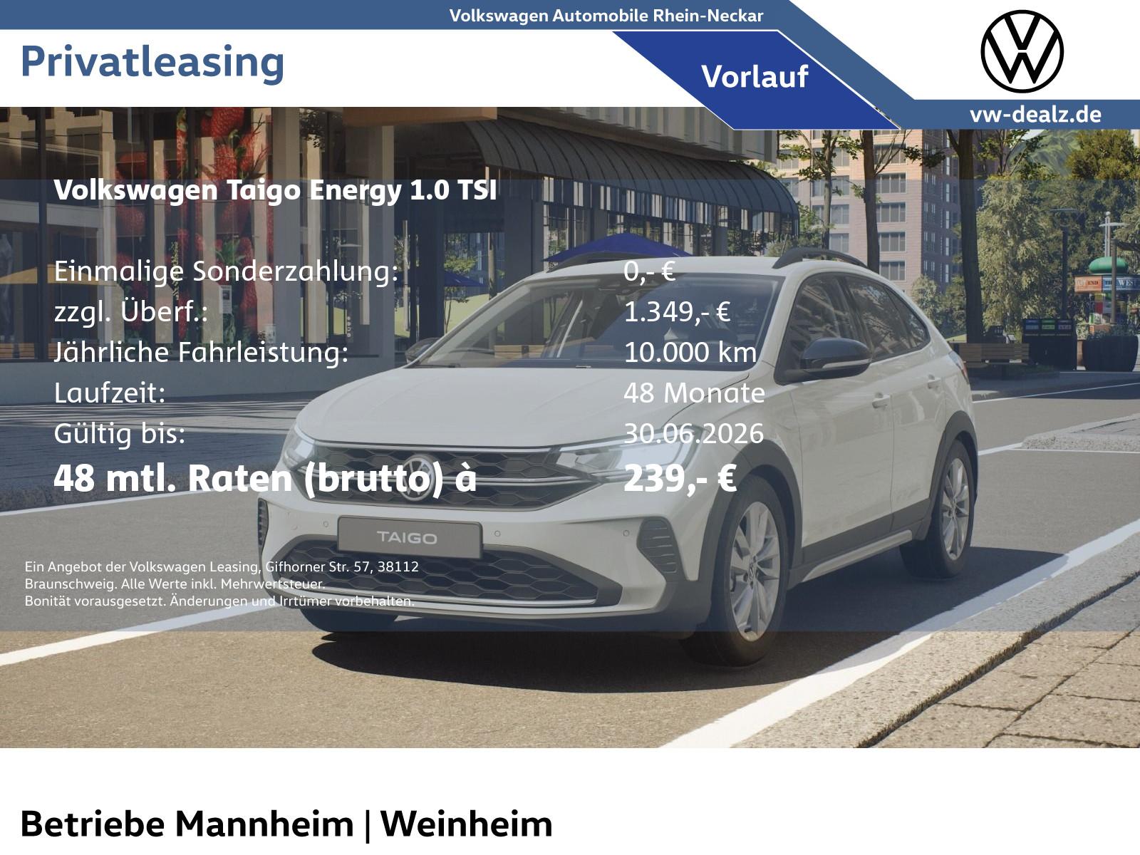 Volkswagen Taigo ENERGY 1.0 l TSI DSG Klima NAVI Allwetter