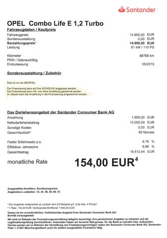 Fahrzeugabbildung Opel Combo Life E >AHK/Navi/Einparkhilfe<