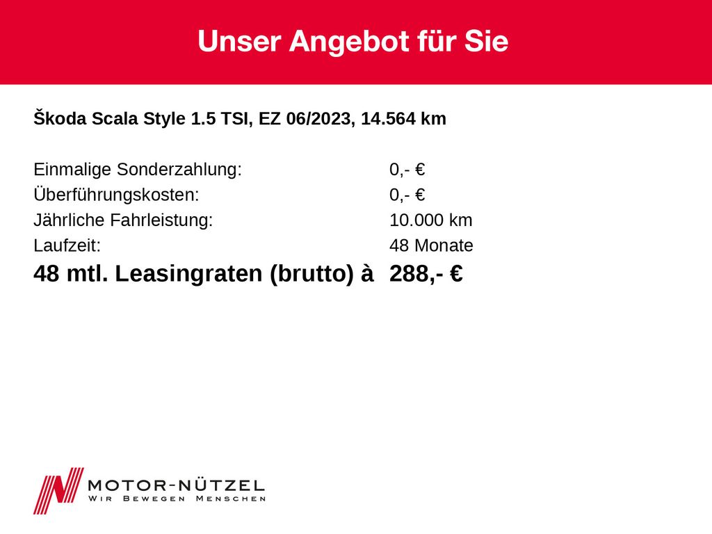 Skoda Scala 1.5 TSI STYLE LED+NAVI+SITZHEIZUNG+DAB+18Z