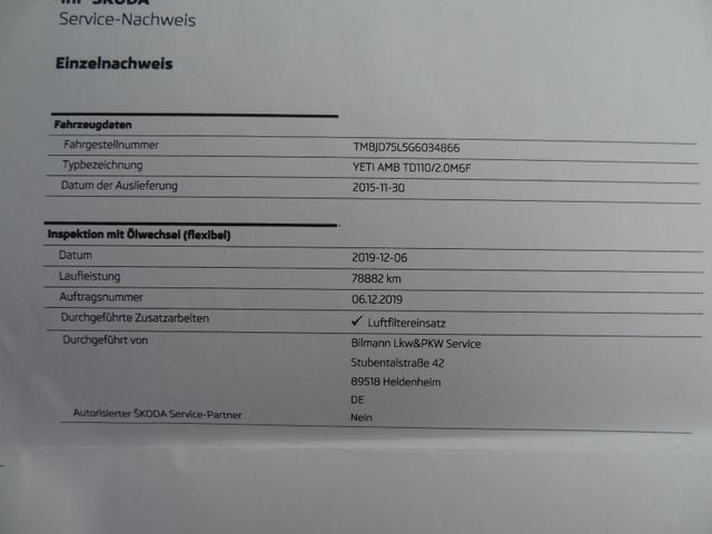 Fahrzeugabbildung Skoda Yeti Ambition/150PS/AHK/Klima/SitzH/