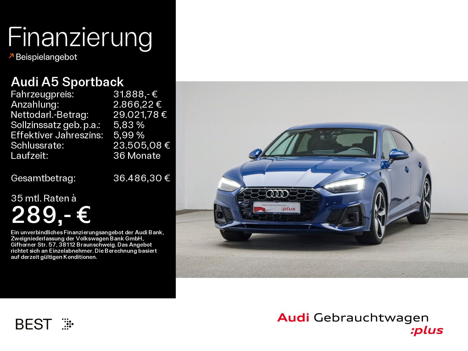 Audi A5 Sportback 35 TDI S line black, Matrix, AHK