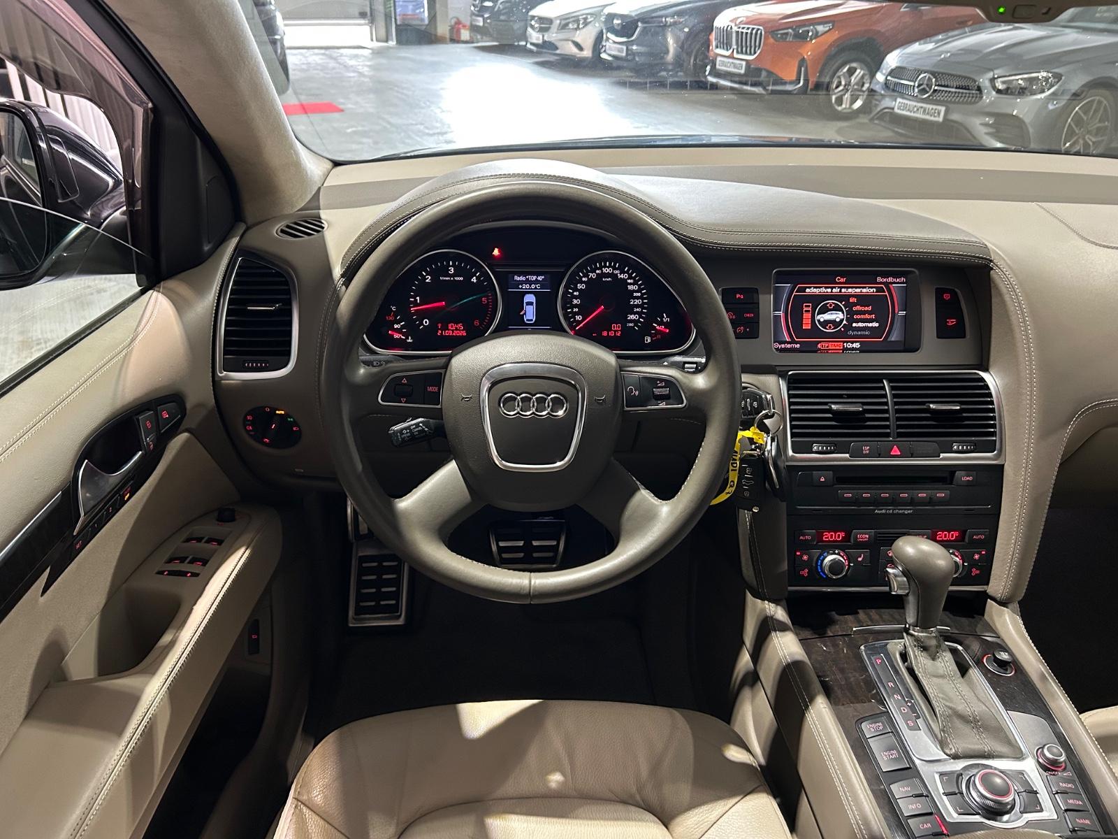 Audi Q7 4.2 TDI V8 quattro S line | 326 ch | BVA | 4 places individuelles | Cuir beige | Suspension pneumatique | GPS | Accès sans clé