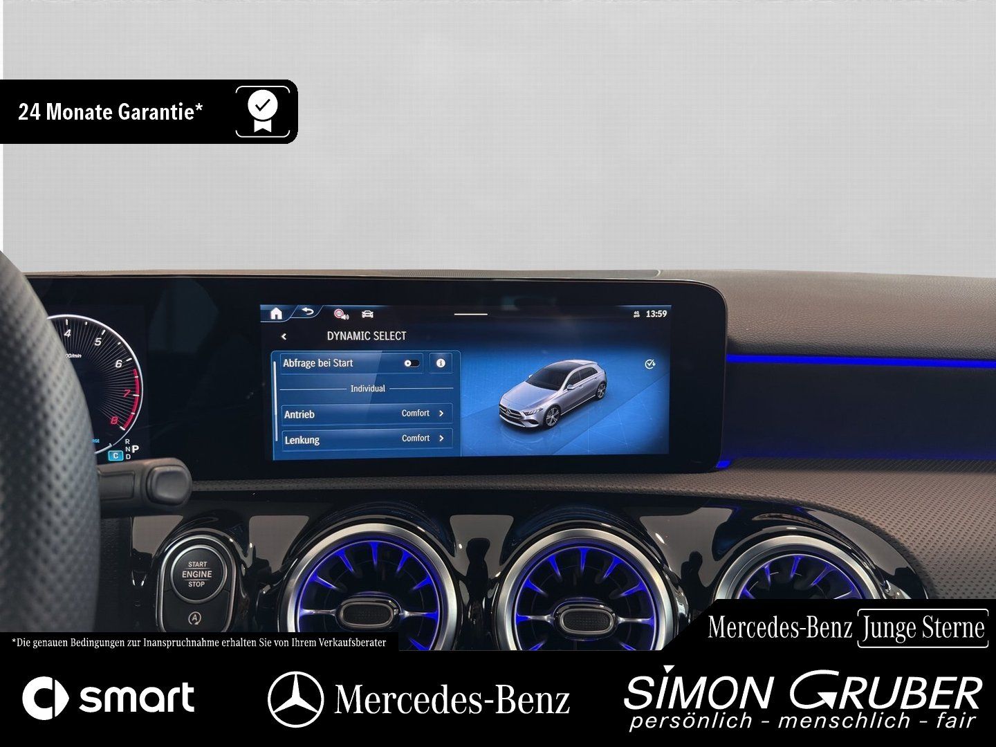 Fahrzeugabbildung Mercedes-Benz A 200 AMG Adv+ Ambi KeyGo MBeam Distronic Kamera