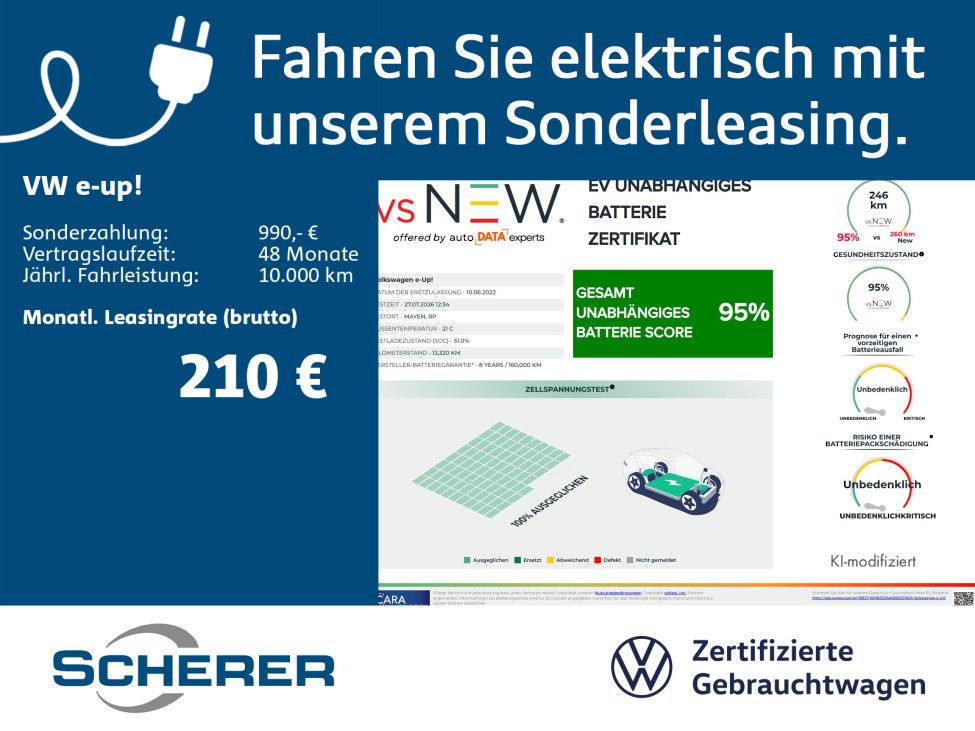 Volkswagen e-up! Style "Plus" SOH 95% CCS ALU SHZ RFK PDC G