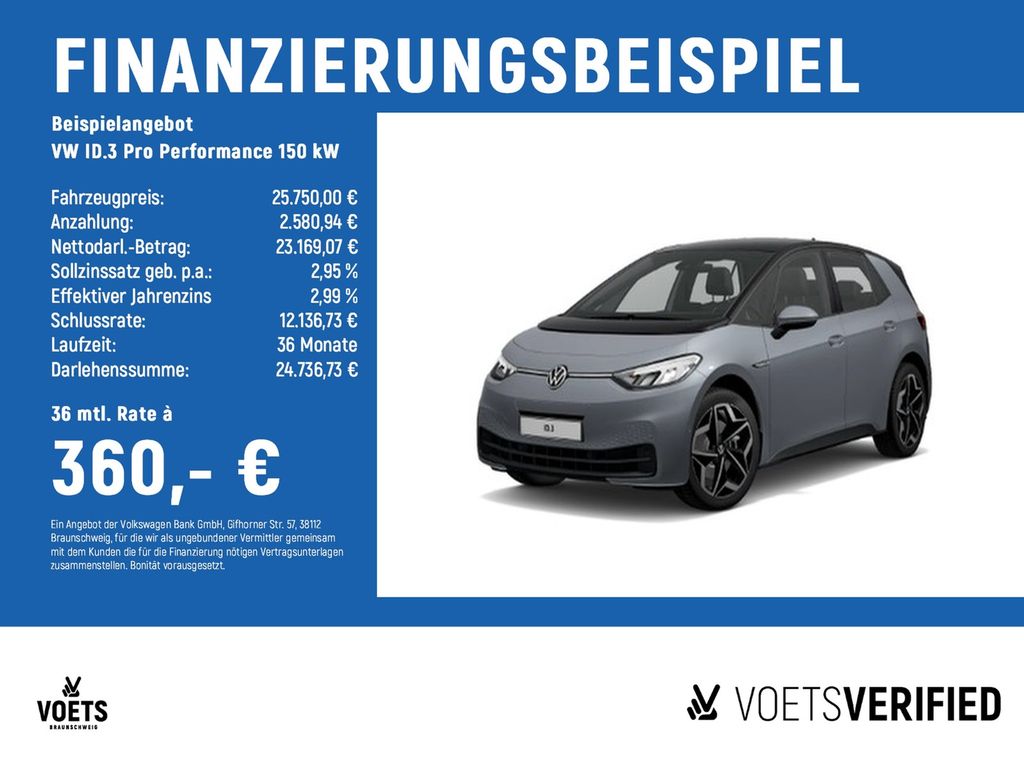 ID.3 Pro Performance 150 kW RearView+SHZ+PDC