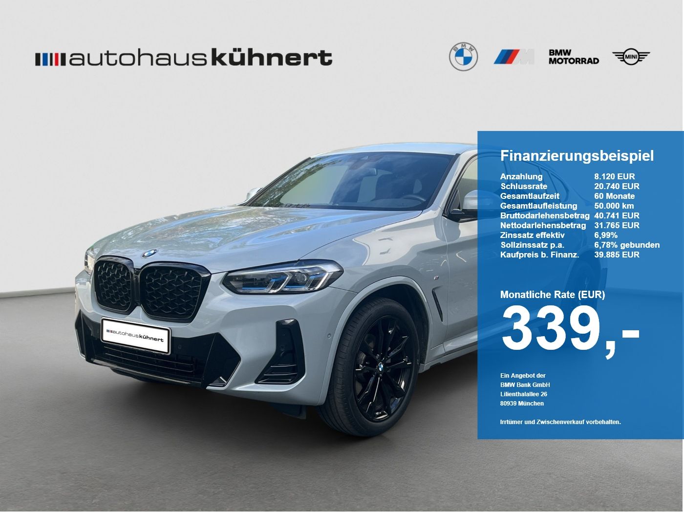 BMW X4 xDrive20i M-Sport Laser SpurAss Navi ParkAss