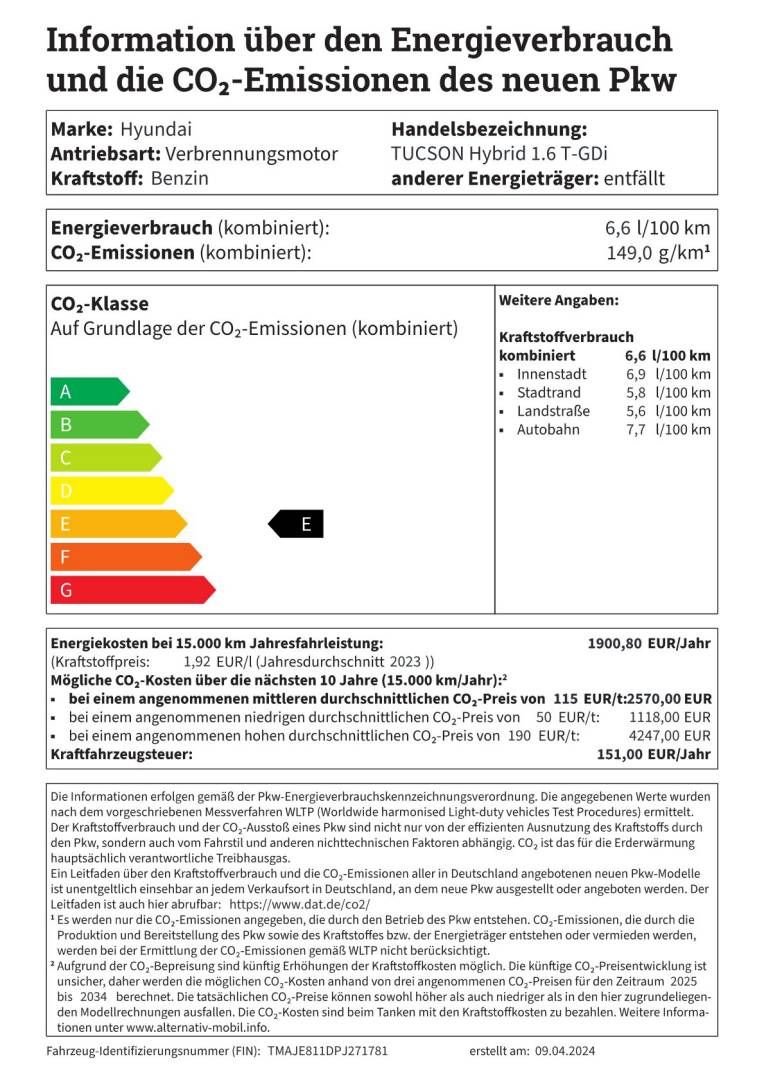 Fahrzeugabbildung Hyundai TUCSON Hybrid PRIME ECS, Assist.-Paket+