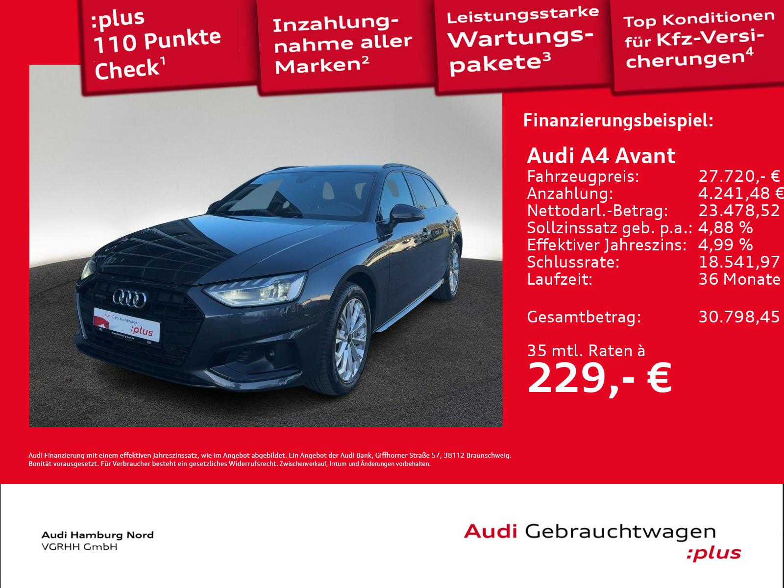 Audi A4 Avant 45 TFSI quattro ACC LED Nav CarPlay Cam