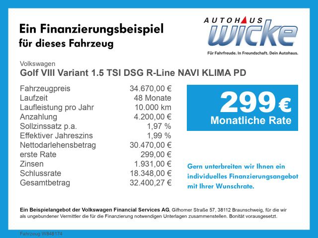 Golf VIII Variant 1.5 TSI DSG R-Line NAVI KLIMA