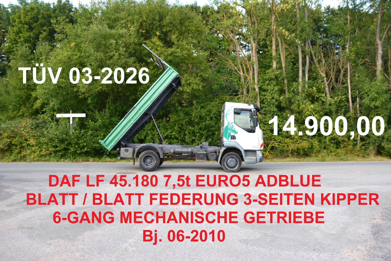 DAF LF45.180 3-SEITEN MEILLER KIPPER BLATT/BLATT