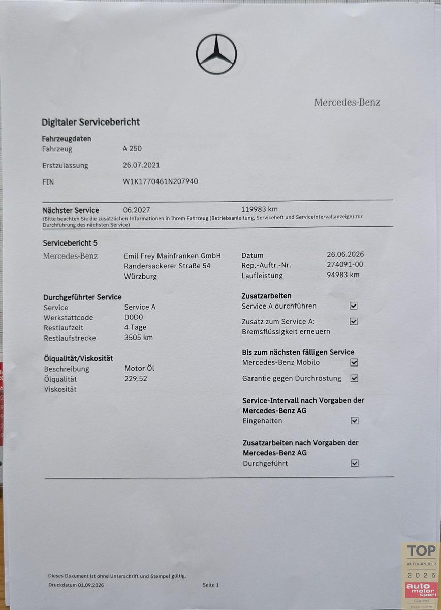 Mercedes-Benz A250 Prog*Dis+*360°LED*PANO*Wide*JungeSterne7.27