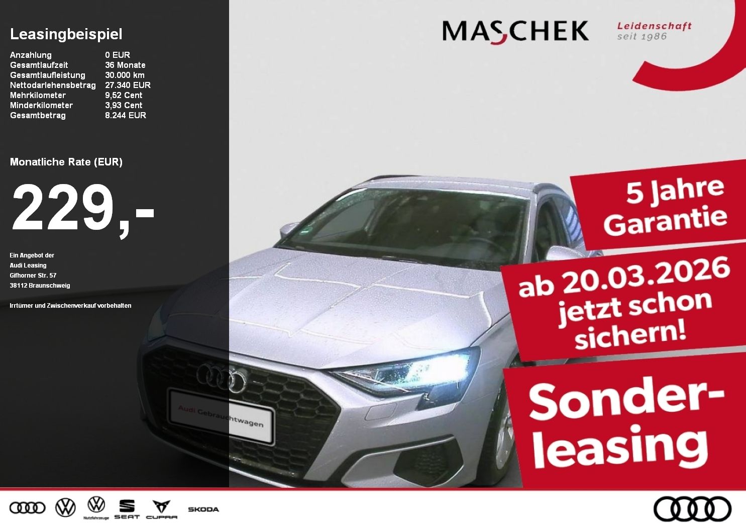 Audi A3 Sportback 30 TDI VCplus Standh Naviplus Parka