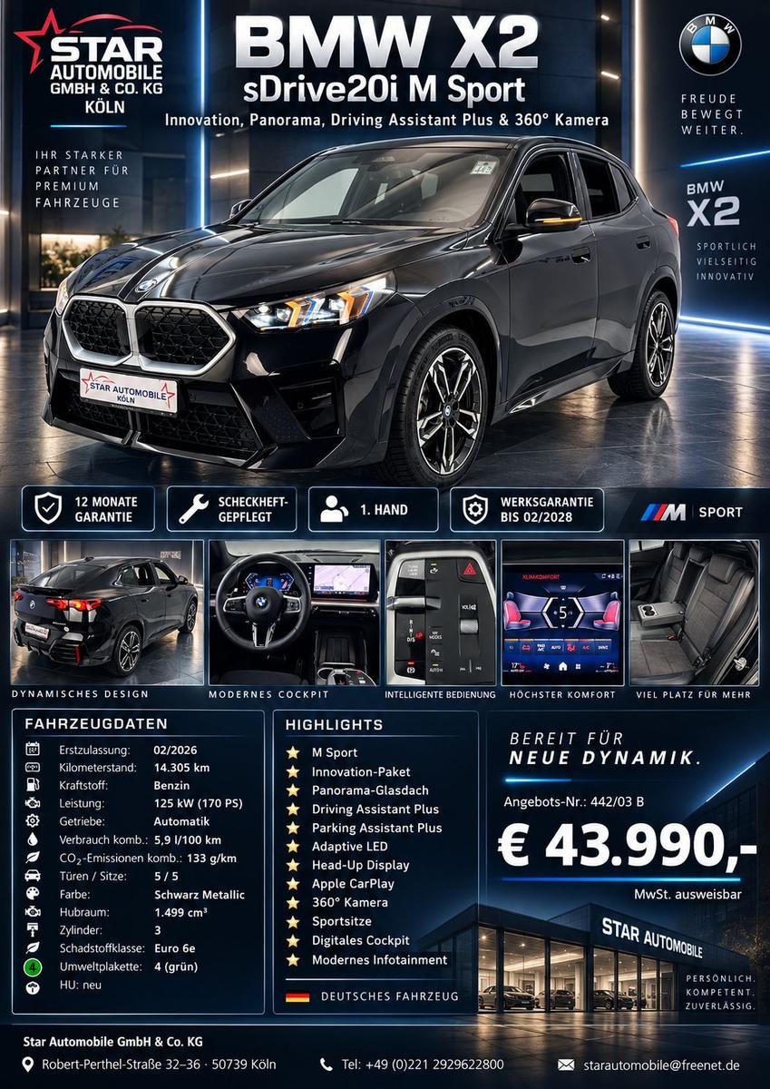 BMW X2 20 i sDrive M Sport 1,5 Mild-Hybrid 125KW E6e, миниатюра 2