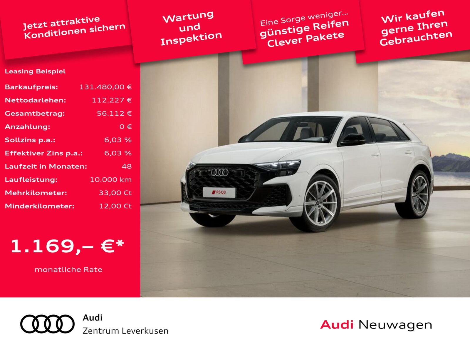 Audi RS Q8 MATRIX B&O KAM LEDER SITZKLIMA MEMORY SHZ