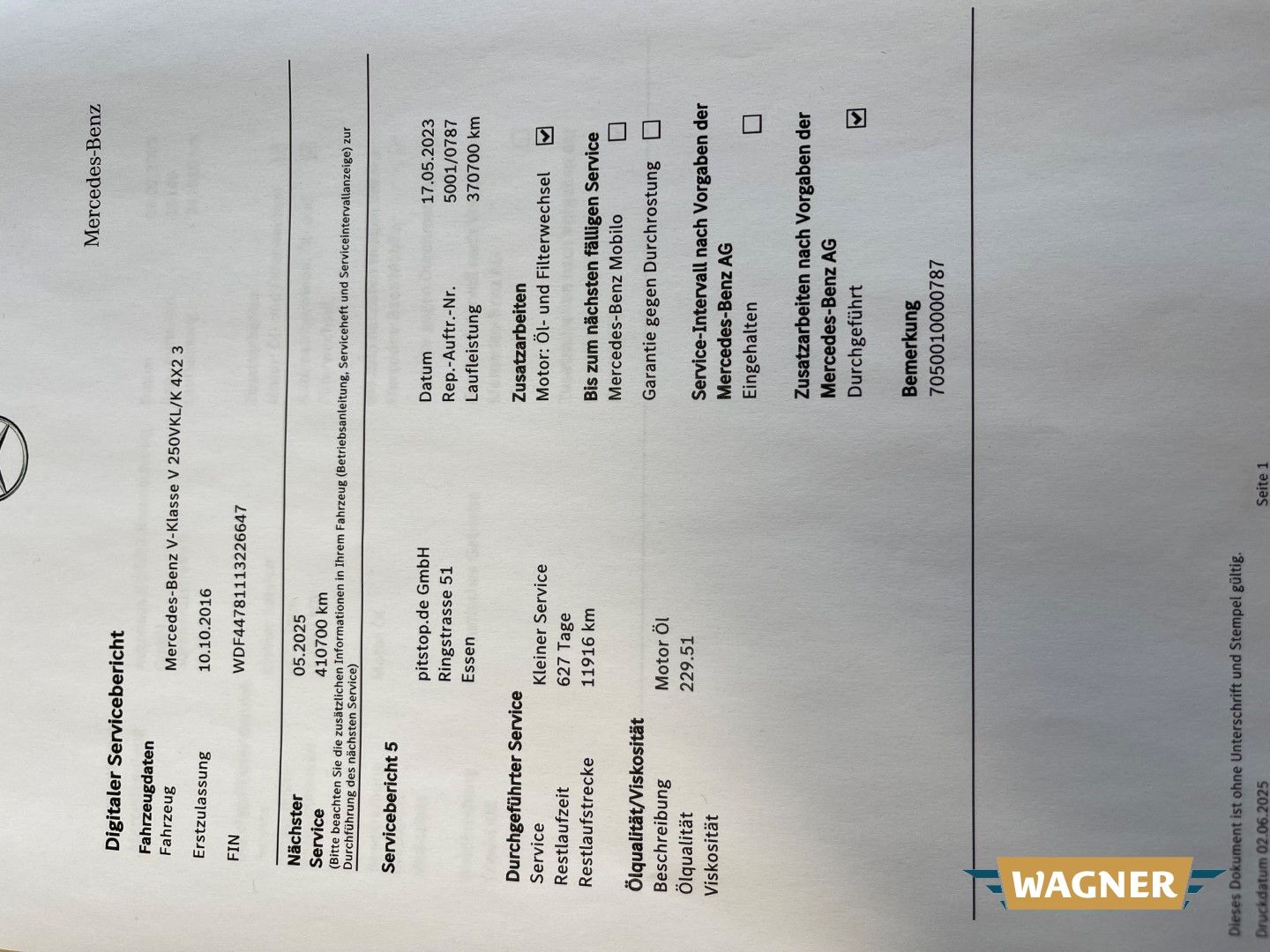 Fahrzeugabbildung Mercedes-Benz V 250 d SCORE kompakt CDI BT Motorschaden