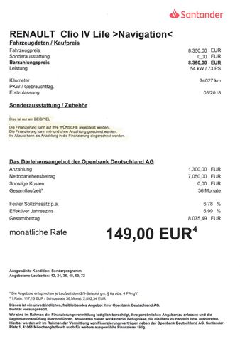 Fahrzeugabbildung Renault Clio IV Life >Navigation<