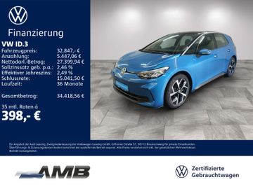 Volkswagen Leasingangebot: Volkswagen ID.3 Pure LED/ACC/Nav/Sitzhz/RFK/bis1.2031Garant