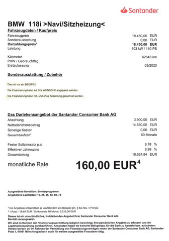 Fahrzeugabbildung BMW 118 i Advantage >NAV/Sitzheiz/PDC/TEMP<
