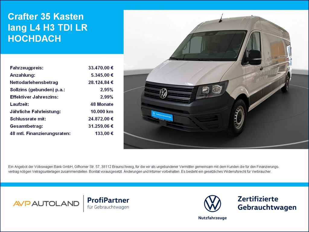Volkswagen Crafter 35 Kasten lang L4 H3 TDI LR HOCHDACH