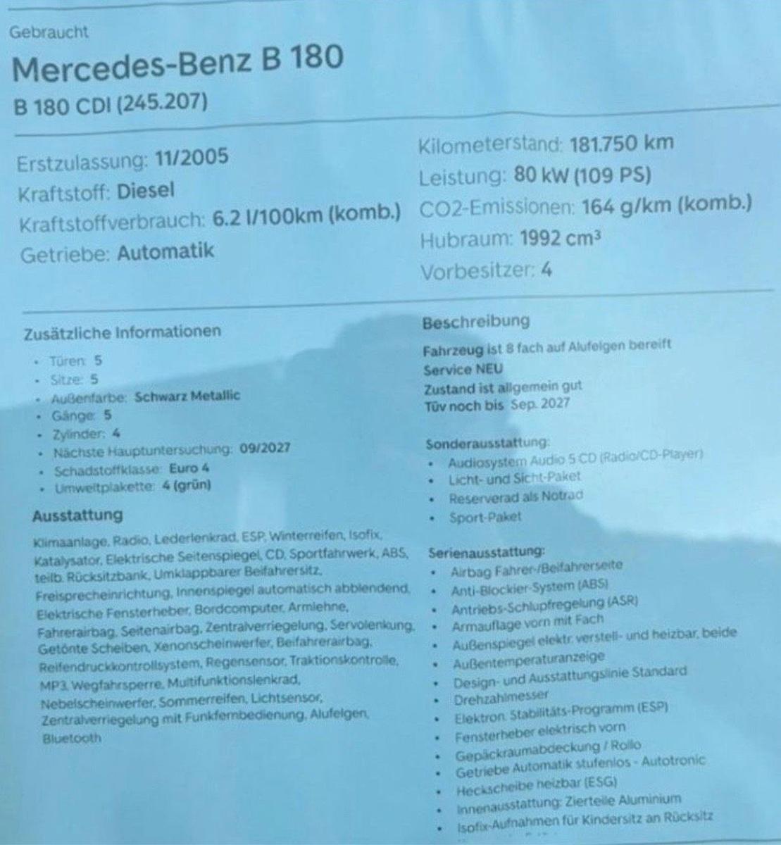 Mercedes-Benz B180 2005 — photo 14