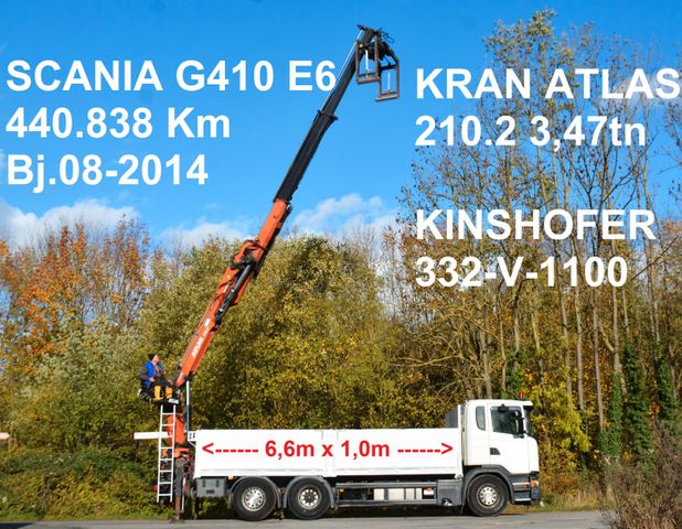 Scania G410 BAUSTOFF PRITSCHE KRAN ATLAS 210.2 11m-1,7t