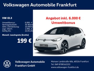 Volkswagen Leasingangebot: Volkswagen ID.3 Pure 125 kW (170 PS) 52 kWh 1-Gang- Automat