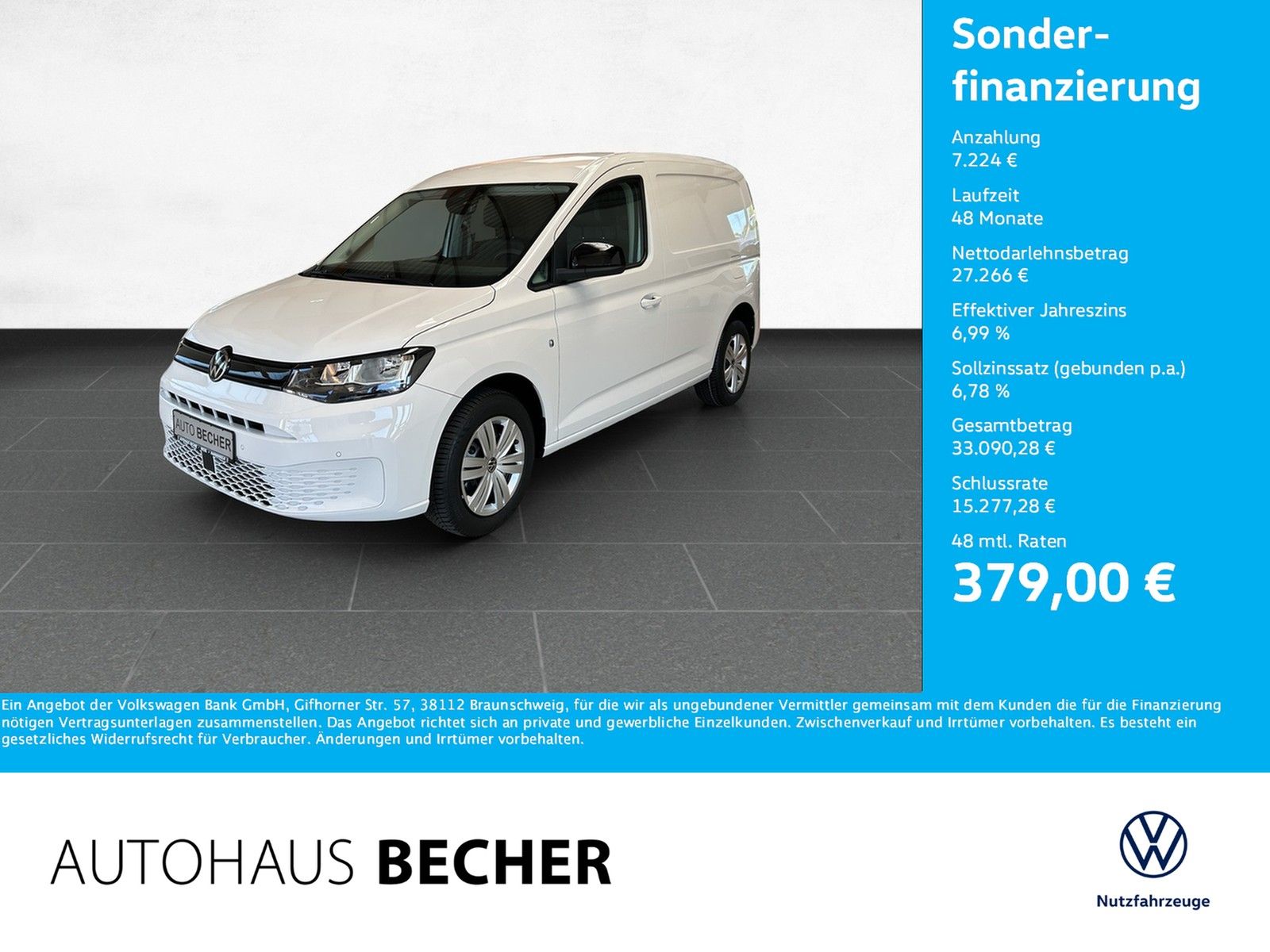 Volkswagen Caddy Cargo 2.0 TDI 6-Gang /Rückfahrk/CarPlay
