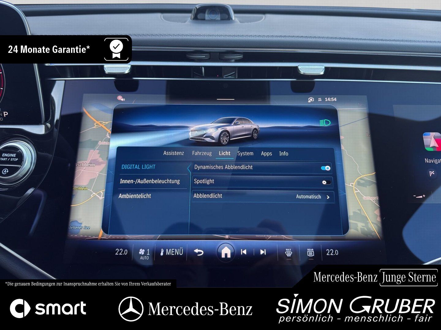 Fahrzeugabbildung Mercedes-Benz E 220 d AMG Superscreen Pano Burm Night 360° 20"