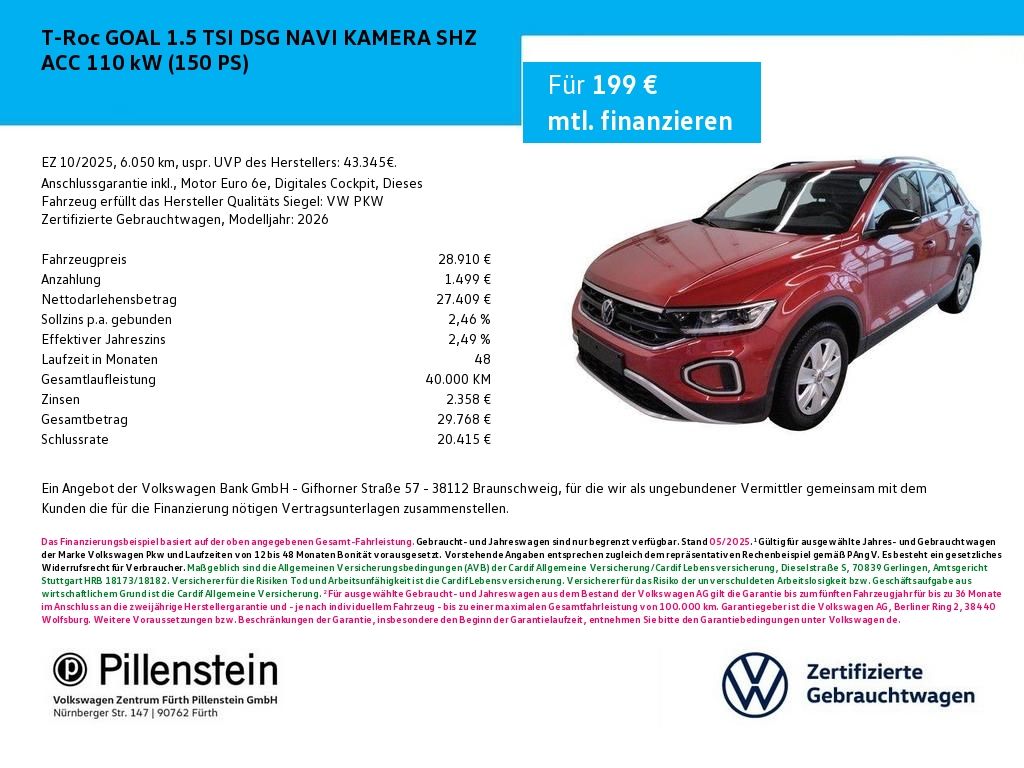 Volkswagen T-Roc GOAL 1.5 TSI DSG NAVI KAMERA SHZ ACC foto 1