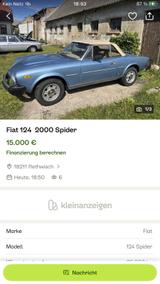 Fiat 124 2000 Spider Vorsicht!!!!  Nichts ... - gebrauchte Fiat 124 Spider aus dem Jahr 1980