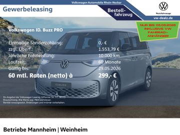 Volkswagen Leasingangebot: Volkswagen ID Buzz Pro 210 kW Climatronic LED DAB ACC PDC