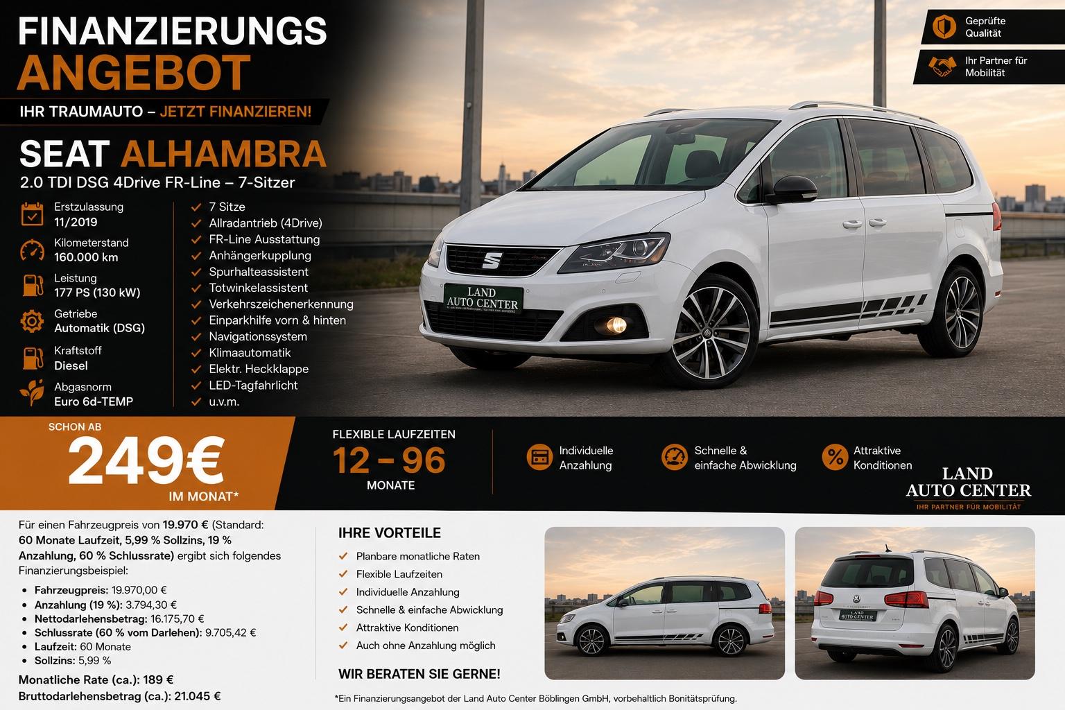 Seat Alhambra 2,0 TDI DSG FR-LINE*4x4*ACC*7-SITZ*AHK